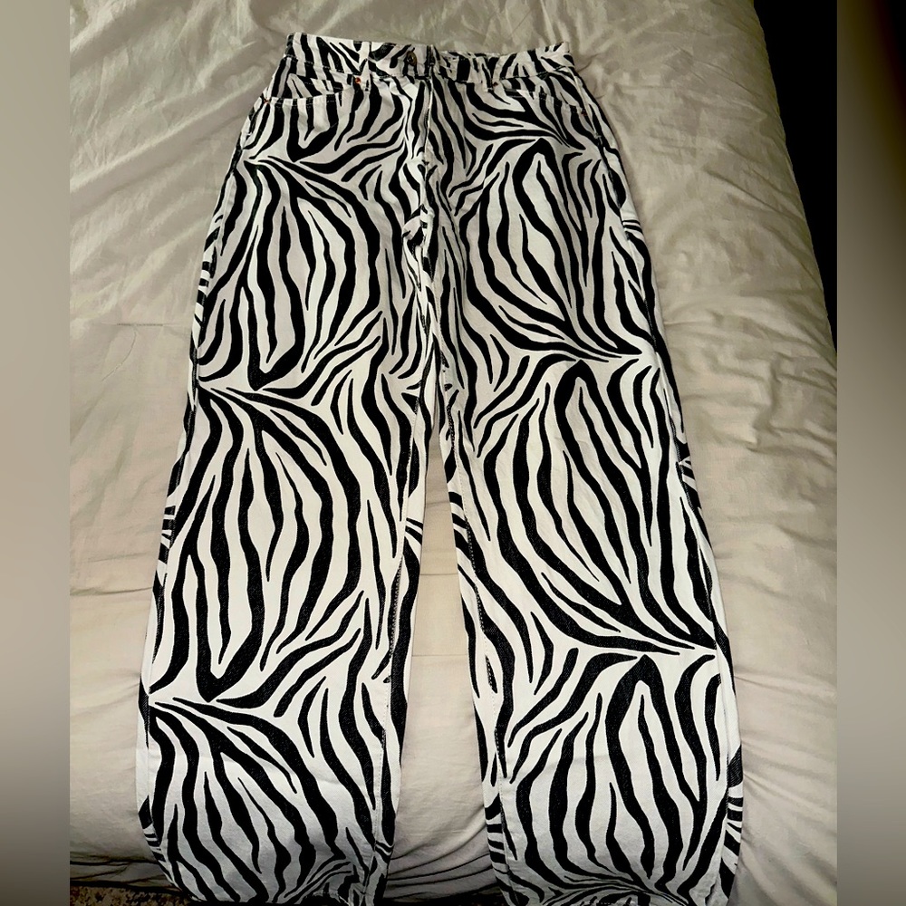 Zara zebra denim pants